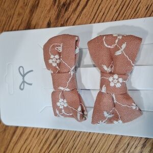 Brown Floral Bow Hair Clips